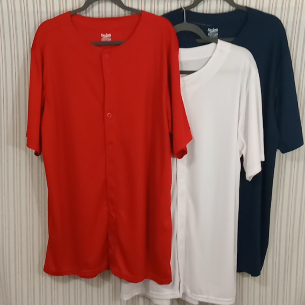 3 Epic Sports Button Down Jerseys In Red, White, & Blue       XL